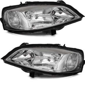 Set Opel (Vauxhall) Astra G headlights left + right clear glass chrome OEM H7/HB3 97-04