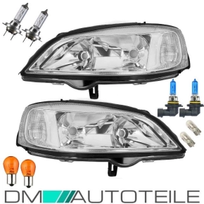 Set Opel (Vauxhall) Astra G headlights clear glass chrome...