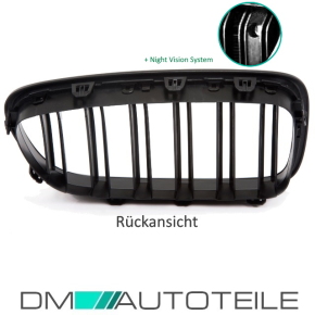 Doppelsteg-Kühlergrill für BMW 5er F10 / F11 auch LCI Facelift M-Paket / M5 mit Night Vision in Schwarz Glanz