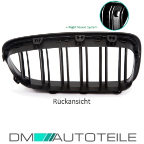 Exklusiv SET Kühlergrill Grill Schwarz Glanz Doppelsteg passend für BMW 5er F10 F11 auch M M5 + Night Vision