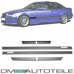 Set Türleisten Schwarz Zierleisten +Emblem Motorsport passt für BMW E36 Coupe Cabrio Serie & M-Paket