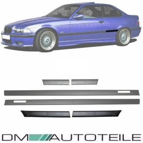 Set Türleisten Schwarz Zierleisten +Emblem Motorsport passt für BMW E36 Coupe Cabrio Serie & M-Paket