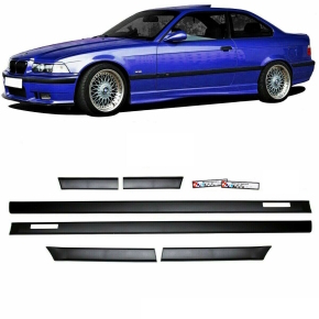 Sport Door Mouldings Trims Black Set+Emblem Motorsport fits BMW 3-Series E36 Coupe Convertible 90-99