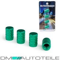 4 Ventilkappen Kappen SET Grün eloxiert für Autove