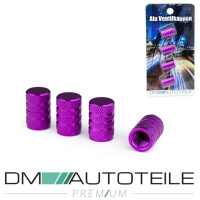 4 Ventilkappen Kappen SET Lila eloxiert für Autoventile