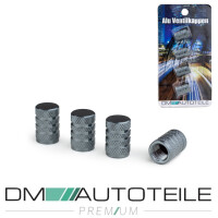 4 Ventilkappen Kappen SET Grau eloxiert für Autoventile