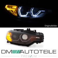 Set LHD Black Headlights H7/H1 Facelift LED Angel Eyes Desig
