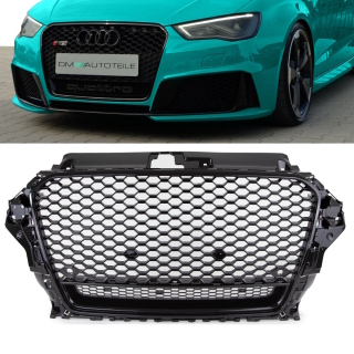 Kühlergrill / Wabengrill für Audi A3 8V auch für S-Line / S3 nicht für RS3 im Wabendesign in Schwarz Glanz
