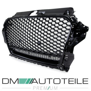 Kühlergrill / Wabengrill für Audi A3 8V auch für S-Line / S3 nicht für RS3 im Wabendesign in Schwarz Glanz