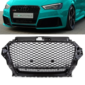 Badgeless Front Grille Honeycomb Black Gloss fits Audi A3...