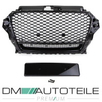 Badgeless Front Grille Honeycomb Black Gloss fits Audi A3 8V