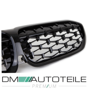 Set Front Kidney Grille Diamant Black Gloss fits BMW 3-Series G20 G21 all Models + M M3