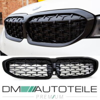 Set Front Kidney Grille Diamant Black Gloss fits BMW 3-Serie