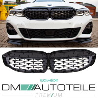 Set Front Kidney Grille Diamant Black Gloss fits BMW 3-Serie