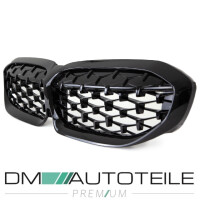 Set Front Kidney Grille Diamant Black Gloss fits BMW 3-Serie