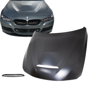 Set Sport Motorhaube + Lufteinlass schwarz passt für BMW 3er F30 F31 4er F32 F33 F36 nicht M3 GTS