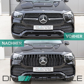  Grille black gloss fits on Mercedes GLE AMG Line V167 up 2018 to Sport-Panamericana GT