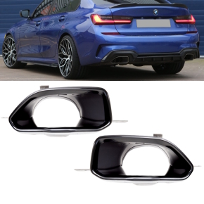 Set stainless Steel black gloss Performance Tail Pipes Oval fits on BMW 3-Series G20 G21 M340i 