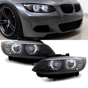 Xenon Scheinwerfer U LED Angel Eyes Klarglas schwarz Bj 05-10/Tagfahrlicht+Kurvenlicht D1S/H3 passt für BMW E92/E93 06-10