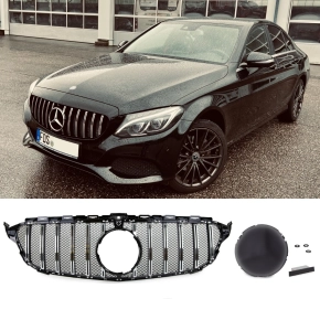 Radiator Grille Black Chrome +Race fits on Mercedes W205...