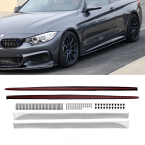 Sport-Performance Seitenschweller Ansatz SET mit Folie für BMW 4er F32 / F33 / F36 mit M-Paket in Schwarz Glanz