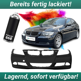 Stoßstange vorne LACKIERT 668 Schwarz Uni ohne SRA/PDC passt für BMW E90 E91 ab 05-08