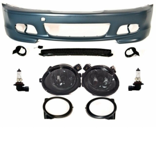 Set BMW E46 Coupe Convertible Sport Front Bumper 99-07 primed +Acces. for M-Sport +Fogs Smoked