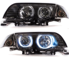 Saloon Estate CCFL headlights 98-01 pre-Facelift Set clear glass Black fits on BMW E46 only LHD