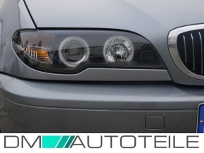 FACELIFT CCFL Angel Eyes Scheinwerfer Schwarz passt für BMW E46 Coupe Cabrio 03>