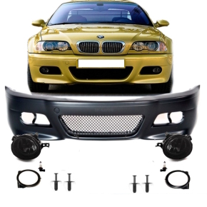 FRONT BUMPER Fits on E46 COUPE CONVERTIBLE+FOG LIGHTS SMOKE for M3 M +MOUNTINGS