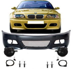 FRONT BUMPER Fits on E46 COUPE CONVERTIBLE+FOG LIGHTS...