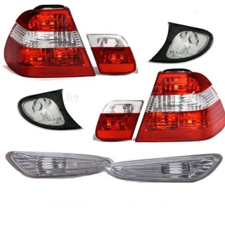 FACELIFT SET Front Lights + Rear + Side Red / White + fits on BMW E46 Saloon 01>