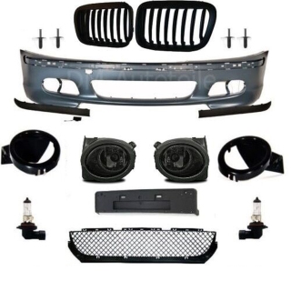 SET Stoßstange vorne +Nebel Smoke Set + Grill Schwarz passt für BMW 3er E46 98-01+ABE*