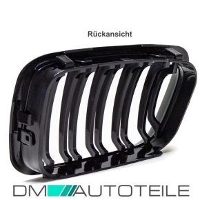 Sport Doppelsteg-Kühlergrill für BMW 3er E46 Vorfacelift in Schwarz Glanz
