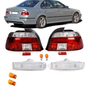 Set BMW E39 Saloon Facelift Kit Rear Lights + Side Indicators Red/White 4-pcs 95-00