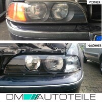 Set BMW E39 headlights 95-00 H7/HB3 Facelift design white in