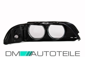 Set BMW E39 headlights glass casing left & right black + indicator white 95-00 + Set of bulbs