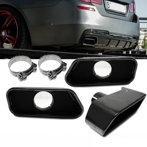 Exhaust Muffler Tips Tail Pipes fits on BMW F10 F11 M Sport Oval 550 Black Chrom