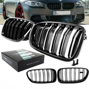 1 Set Front Grille gloss black Dual Slats + emblem holder...