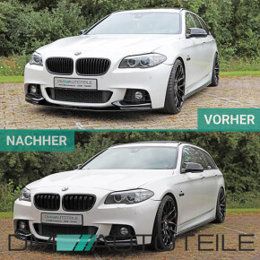 Kühlergrill Grill Doppelsteg für BMW 5er F10 F11 auch M M5 Schwarz Glanz Set