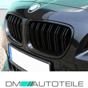 Kühlergrill Grill Doppelsteg für BMW 5er F10 F11 auch M M5 Schwarz Glanz Set