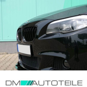Kühlergrill Grill Doppelsteg für BMW 5er F10 F11 auch M M5 Schwarz Glanz Set