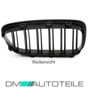 SET Kühlergrill Grill Schwarz Glanz Doppelsteg +Emblemhalter passend für BMW 5er F10 F11 auch M M5