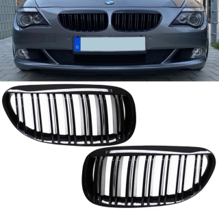 Performance Doppelsteg-Kühlergrill für BMW E63 / E64 in Schwarz Glanz