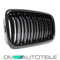 Set Dual Slat Front Kidney Grille Black Gloss fits BMW 7-Ser