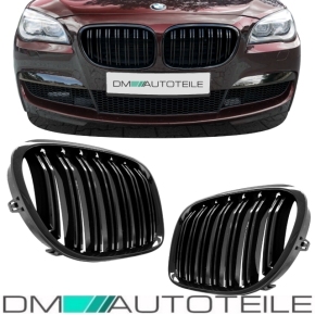 SET Kidney Front Grille Dual Slat Black Gloss Performance fits BMW F01 F02 08-15