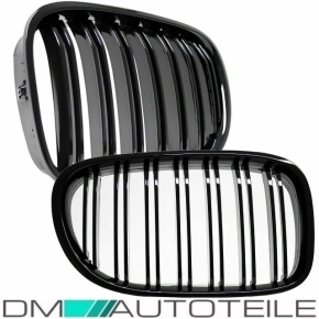 SET Kidney Front Grille Dual Slat Black Gloss Performance fits BMW F01 F02 08-15