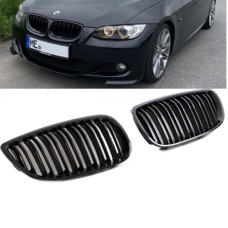 Doppelsteg-Kühlergrill für BMW 3er E92 / E93 Vorfacelift in Schwarz Glanz 