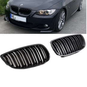 Set Kidney Front Grille Dual Slat Black Gloss fits on BMW...