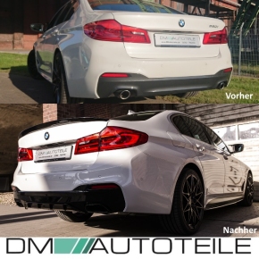 Sport-Performance Heck-Diffusor / Ansatz für BMW 5er G30 / G31 mit M-Paket in Schwarz Matt + ABE